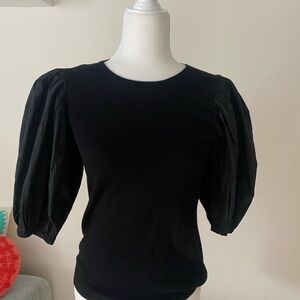 Trina Turk Black Puff Sleeve Blouse
